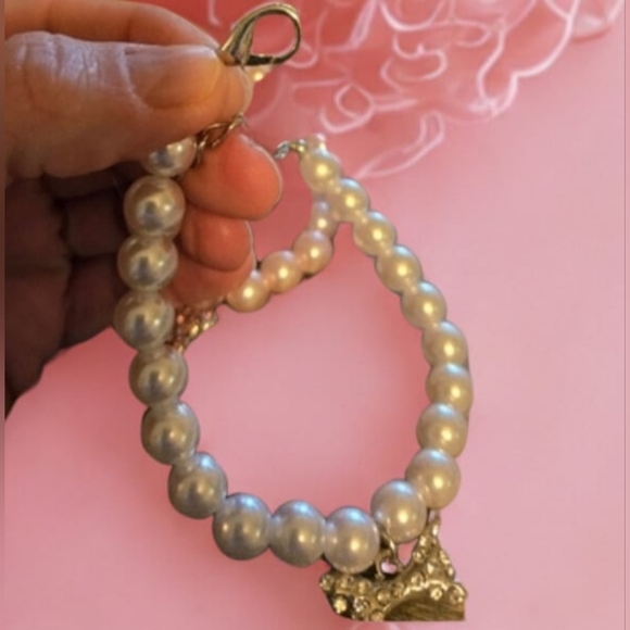 Bundle 2 Small Dog Cat Pearl Collar Necklace Sparkly Bandana Pink And White - Picture 3 of 7